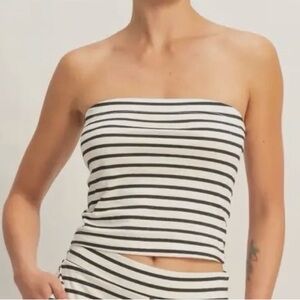 Elegant Black and White Striped Tube Top